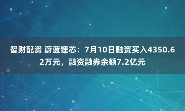 智财配资 蔚蓝锂芯：7月10日融资买入4350.62万元，融资融券余额7.2亿元